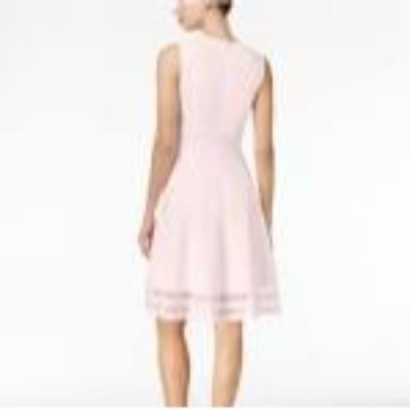 Calvin Klein Women Fit & Flare Dress Illusion Mesh Trim CT9C112C Pink Size 4P - Picture 2 of 10